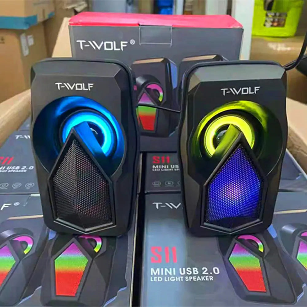 T-WOLF S11 RGB Wired USB 2.0 Computer Speakers