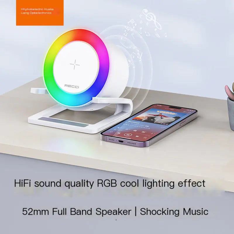 RGB Wireless Charging Bluetooth Speaker with Night Light