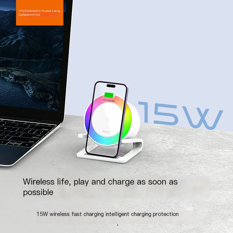 RGB Wireless Charging Bluetooth Speaker with Night Light