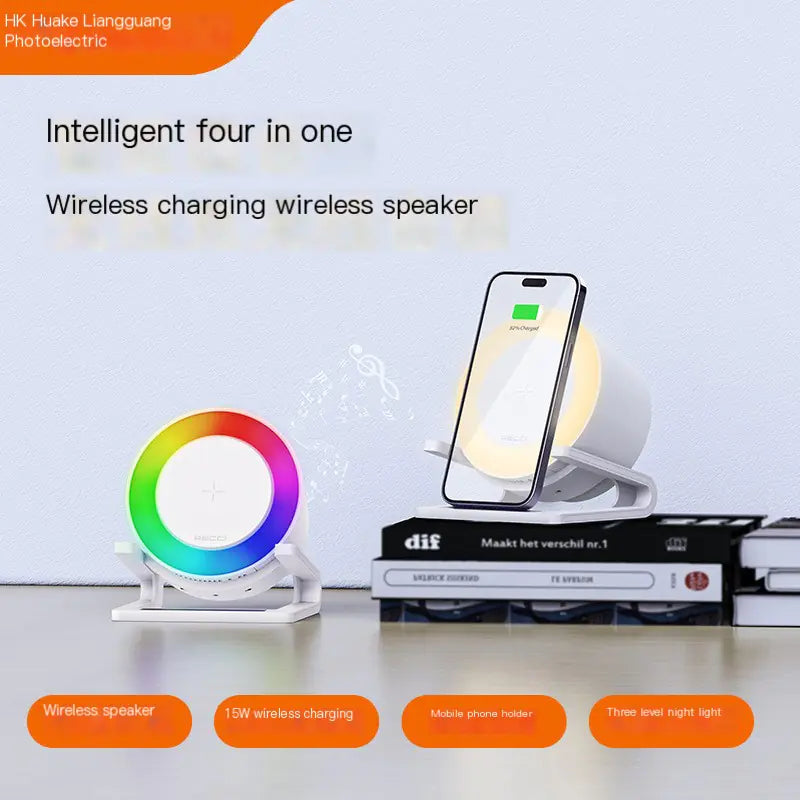 RGB Wireless Charging Bluetooth Speaker with Night Light